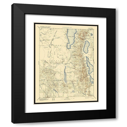 Alhambra California Sheet - USGS 1892 Black Modern Wood Framed Art Print with Double Matting by USGS