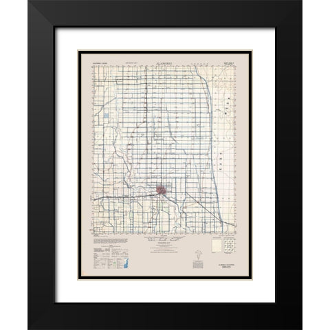 Alamorio Sheet - US Army  1944 Black Modern Wood Framed Art Print with Double Matting by US Army