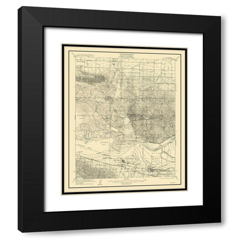 Antioch California Quad - USGS 1908 Black Modern Wood Framed Art Print with Double Matting by USGS