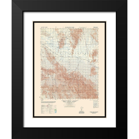 Avawatz Pass Sheet - US Army 1948 Black Modern Wood Framed Art Print with Double Matting by US Army
