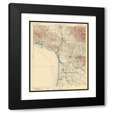 Arroyo Grande California Quad - USGS 1897 Black Modern Wood Framed Art Print with Double Matting by USGS