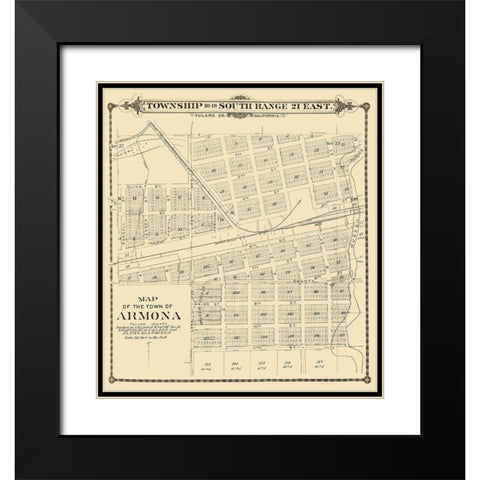 Armona California - Thompson 1892 Black Modern Wood Framed Art Print with Double Matting by Thompson