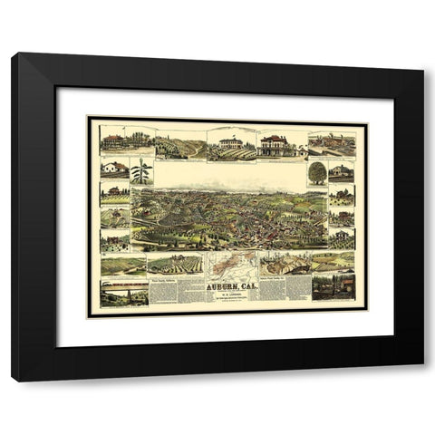 Auburn California - Lardner 1887 Black Modern Wood Framed Art Print with Double Matting by Lardner