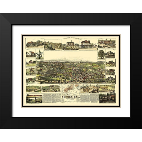 Auburn California - Lardner 1887 Black Modern Wood Framed Art Print with Double Matting by Lardner