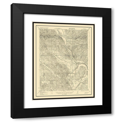 Bradley California Quad - USGS 1929 Black Modern Wood Framed Art Print with Double Matting by USGS