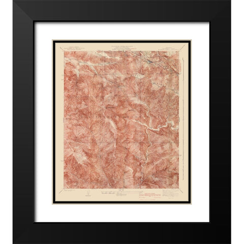 Mt Baden Powell California Quad - USGS 1940 Black Modern Wood Framed Art Print with Double Matting by USGS