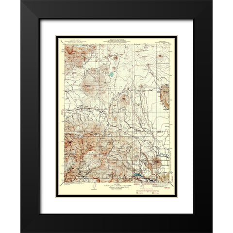 Bartle California Quad - USGS 1939 Black Modern Wood Framed Art Print with Double Matting by USGS