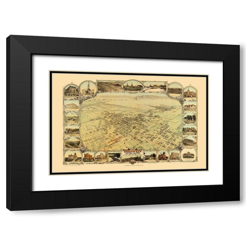 Bakersfield California - Stone 1901  Black Modern Wood Framed Art Print with Double Matting by Stone