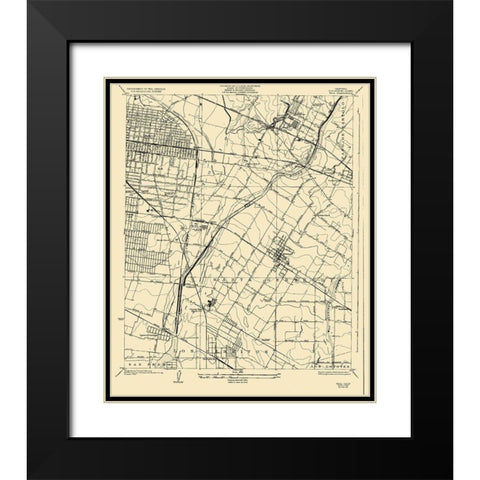 Bell California Quad - USGS 1925 Black Modern Wood Framed Art Print with Double Matting by USGS