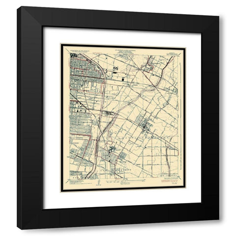 Bell California Quad - USGS 1936 Black Modern Wood Framed Art Print with Double Matting by USGS