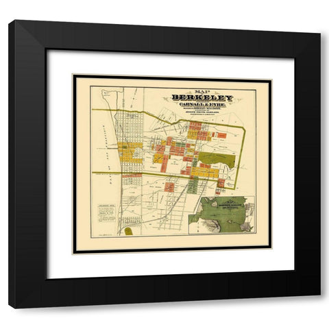 Berkeley California Landowner - Carnell 1880 Black Modern Wood Framed Art Print with Double Matting by Carnell
