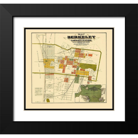 Berkeley California Landowner - Carnell 1880 Black Modern Wood Framed Art Print with Double Matting by Carnell