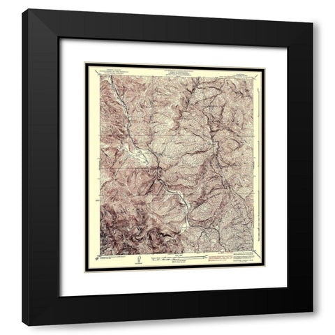 Beartrap Canyon California Quad - USGS 1938 Black Modern Wood Framed Art Print with Double Matting by USGS