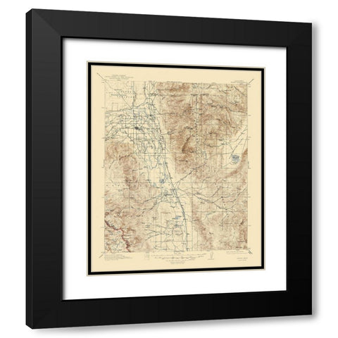 Bishop California Quad - USGS 1913 Black Modern Wood Framed Art Print with Double Matting by USGS