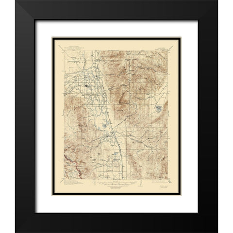 Bishop California Quad - USGS 1913 Black Modern Wood Framed Art Print with Double Matting by USGS