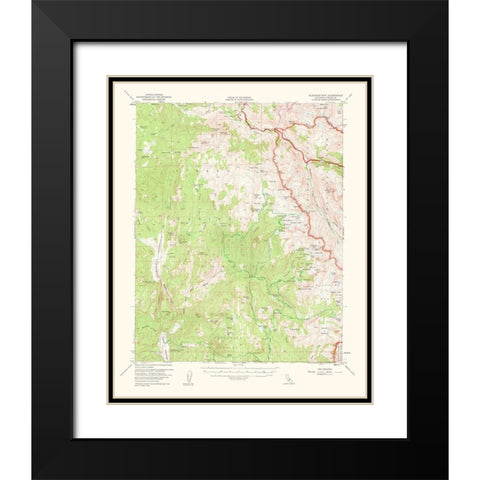 Blackcap Mountain California Quad - USGS 1962 Black Modern Wood Framed Art Print with Double Matting by USGS