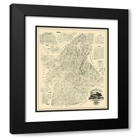 Butte California Landowner - McGann 1877 Black Modern Wood Framed Art Print with Double Matting by McGann