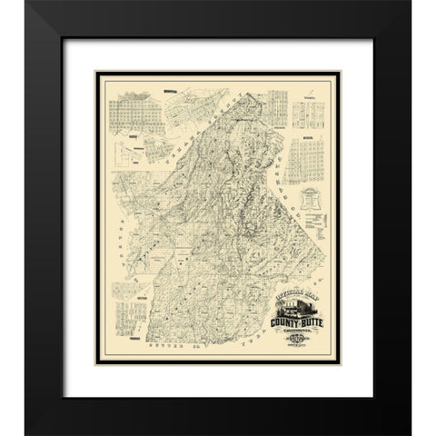 Butte California Landowner - McGann 1877 Black Modern Wood Framed Art Print with Double Matting by McGann