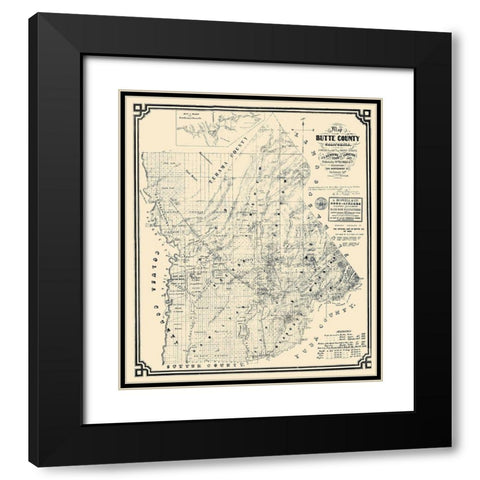 Butte California Landowner - Henning 1862 Black Modern Wood Framed Art Print with Double Matting by Henning