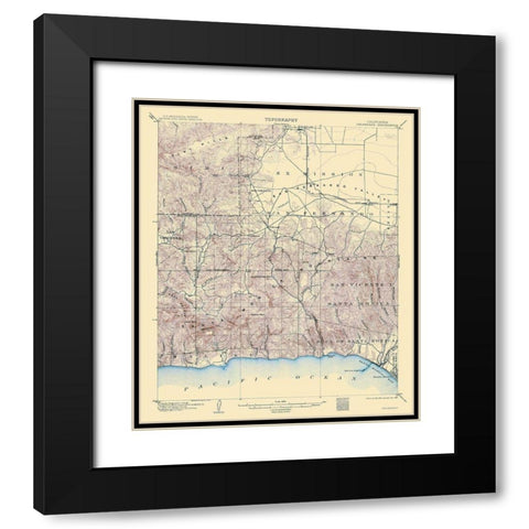 Calabasas California Quad - USGS 1903 Black Modern Wood Framed Art Print with Double Matting by USGS