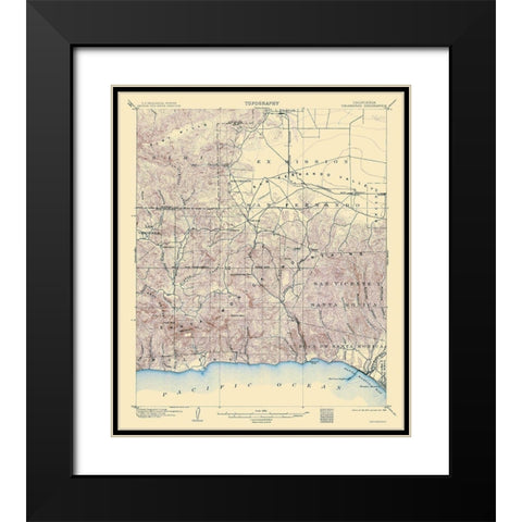 Calabasas California Quad - USGS 1903 Black Modern Wood Framed Art Print with Double Matting by USGS