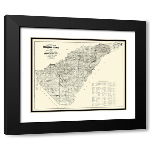 Calaveras California Mines  Mining Claims Black Modern Wood Framed Art Print with Double Matting by Walkup