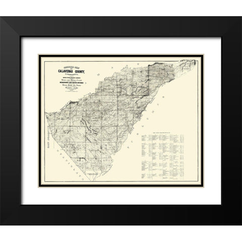 Calaveras California Mines  Mining Claims Black Modern Wood Framed Art Print with Double Matting by Walkup