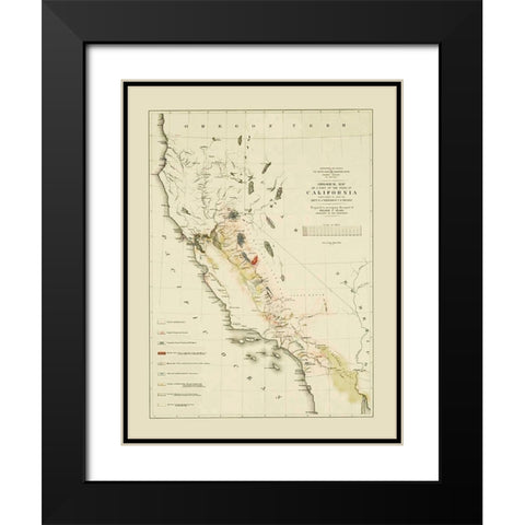 California - Sarony  1853 Black Modern Wood Framed Art Print with Double Matting by Sarony