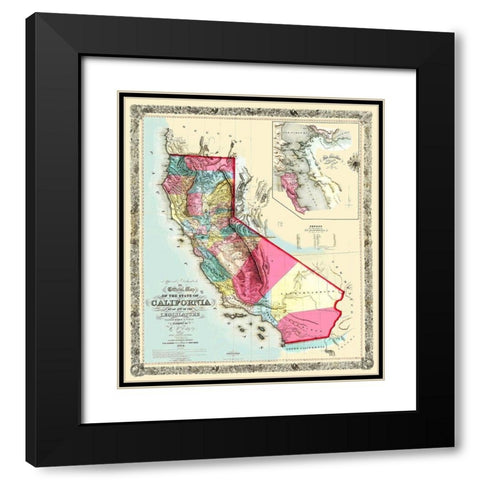 California - Eddy 1854 Black Modern Wood Framed Art Print with Double Matting by Eddy