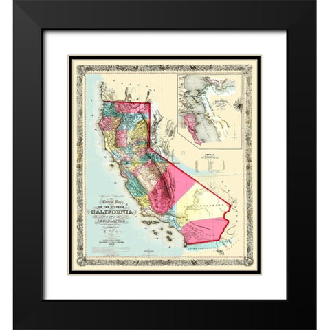California - Eddy 1854 Black Modern Wood Framed Art Print with Double Matting by Eddy