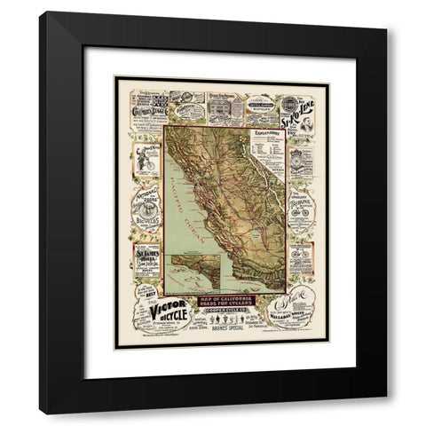 California Cyclers - Blum 1895  Black Modern Wood Framed Art Print with Double Matting by Blum
