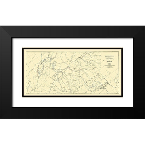 Central California, Part of Nevada Railroad 1865 Black Modern Wood Framed Art Print with Double Matting by Bielawski
