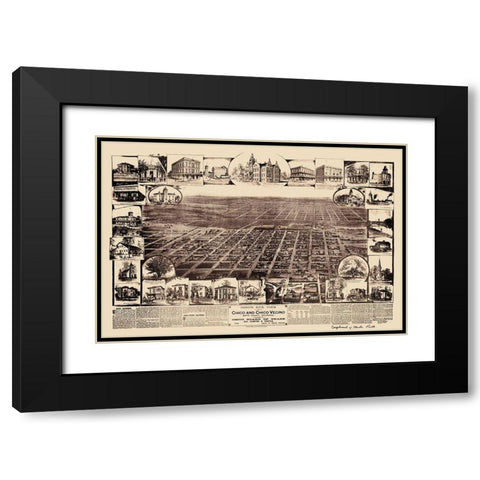 Chico, Chico Vecino California - Schmidt 1888 Black Modern Wood Framed Art Print with Double Matting by Schmidt