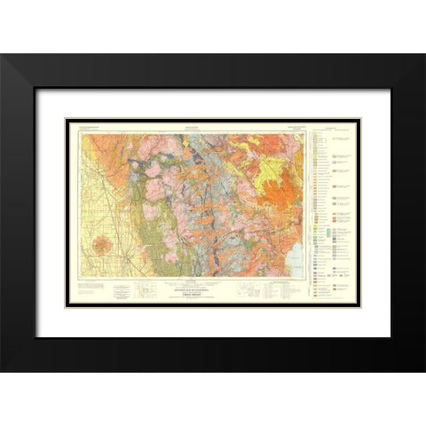 Geologic California Chico Sheet - Burnett 1957 Black Modern Wood Framed Art Print with Double Matting by Burnett