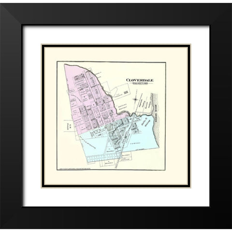 Cloverdale California Landowner - Thompson 1877 Black Modern Wood Framed Art Print with Double Matting by Thompson