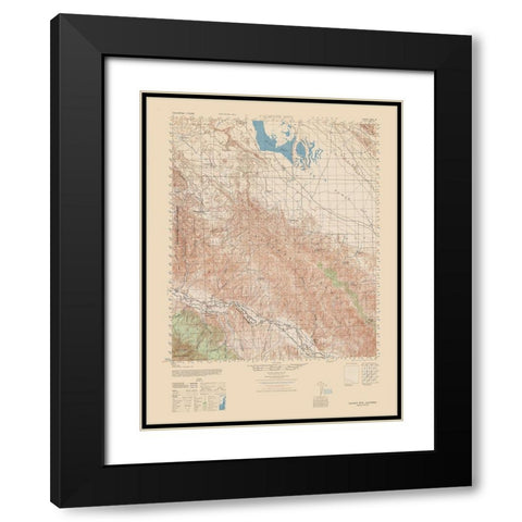 Caliente Mountain Quad - USGS  1943 Black Modern Wood Framed Art Print with Double Matting by USGS