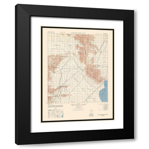 Coxcomb Mountains Sheet - US Army  1944 Black Modern Wood Framed Art Print with Double Matting by US Army