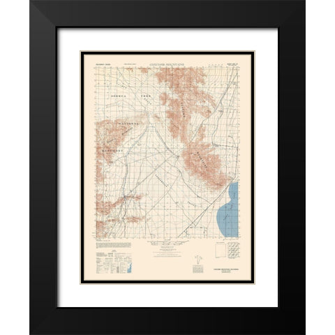 Coxcomb Mountains Sheet - US Army  1944 Black Modern Wood Framed Art Print with Double Matting by US Army