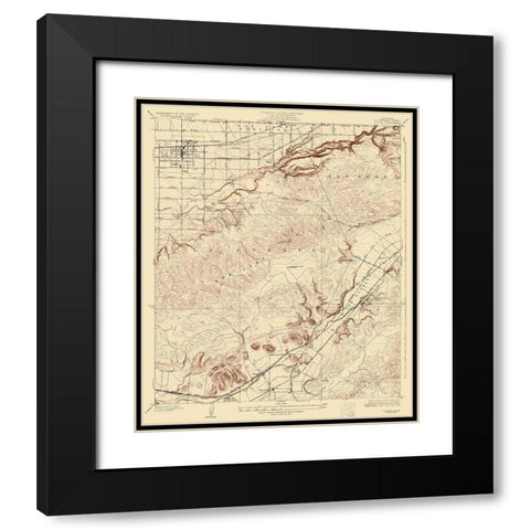 Covina California Quad - USGS 1927 Black Modern Wood Framed Art Print with Double Matting by USGS