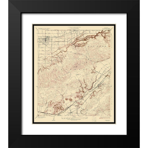 Covina California Quad - USGS 1927 Black Modern Wood Framed Art Print with Double Matting by USGS