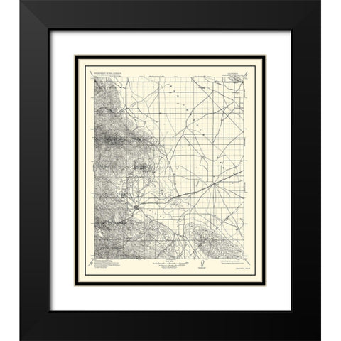 Coalinga California Quad - USGS 1912 Black Modern Wood Framed Art Print with Double Matting by USGS