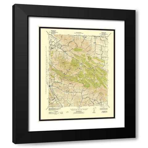 Mt Diablo California Quad - USGS 1943 Black Modern Wood Framed Art Print with Double Matting by USGS