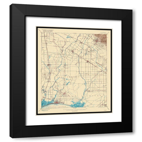 Downey California Sheet - USGS 1902 Black Modern Wood Framed Art Print with Double Matting by USGS