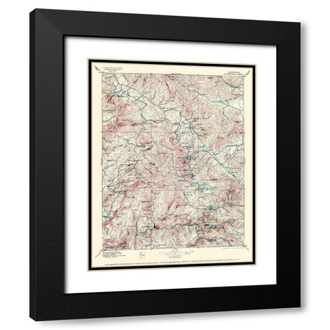 Downieville California Quad - USGS 1897 Black Modern Wood Framed Art Print with Double Matting by USGS