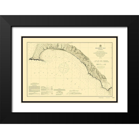 Drakes Bay - USGS 1883 Black Modern Wood Framed Art Print with Double Matting by USGS