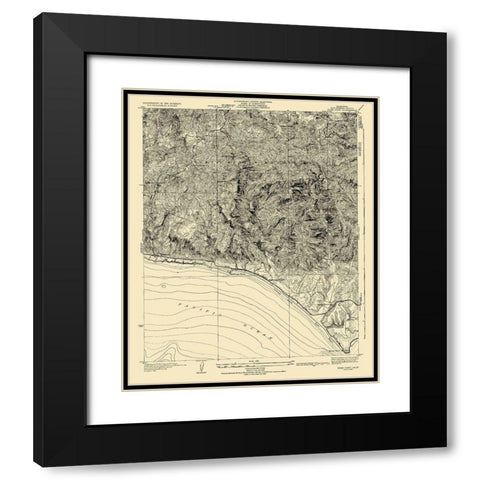 Dume Point California Quad - USGS 1932 Black Modern Wood Framed Art Print with Double Matting by USGS