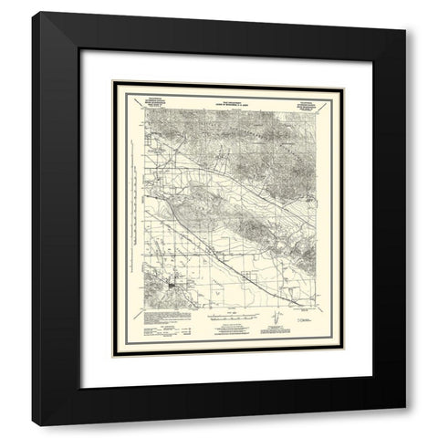 Edom California Quad Grid F - US Army 1944 Black Modern Wood Framed Art Print with Double Matting by US Army