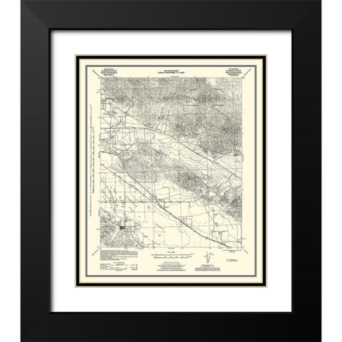 Edom California Quad Grid F - US Army 1944 Black Modern Wood Framed Art Print with Double Matting by US Army