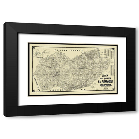 El Dorado California Landowner - Punnett 1895 Black Modern Wood Framed Art Print with Double Matting by Punnett