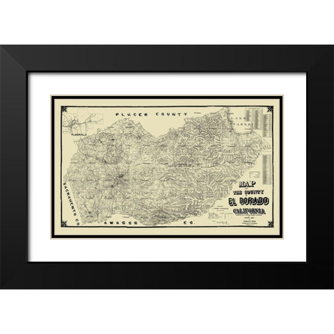 El Dorado California Landowner - Punnett 1895 Black Modern Wood Framed Art Print with Double Matting by Punnett